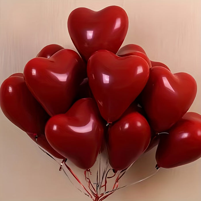 30pcs globos de látex con forma de corazón rojo de amor, globos románticos