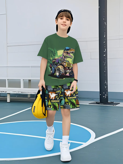Conjunto de Dos Piezas con Estampado 3D de Dinosaurio