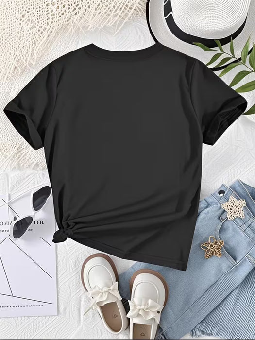 Camiseta Casual de Moda para Mujeres, Cuello Redondo, Manga Corta