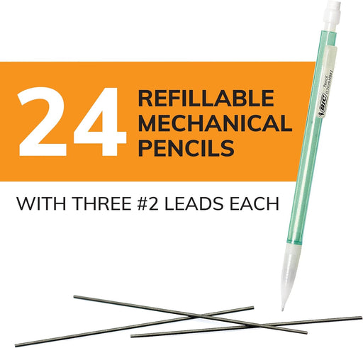 BIC Pack de 24 Lápices mecánicos Xtra-Sparkle Número 2 con borradores, punta media (0.7mm) - Quierox - Tienda Online