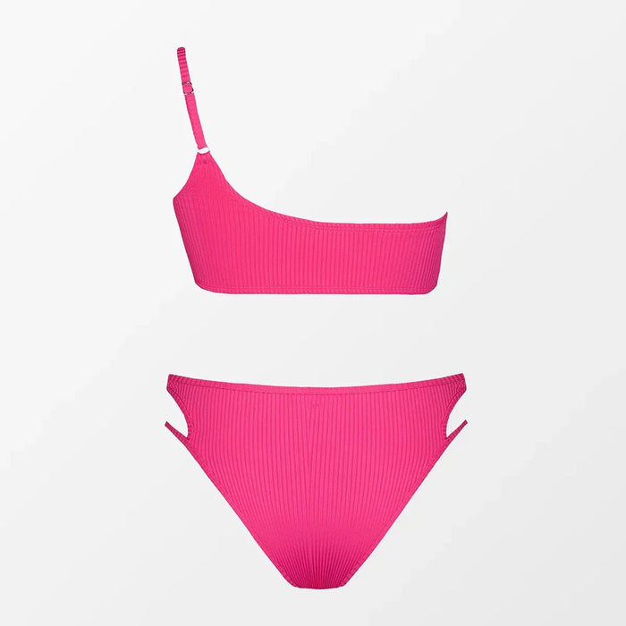 Bikini de un hombro acanalado - Cintura alta - Quierox - Tienda Online