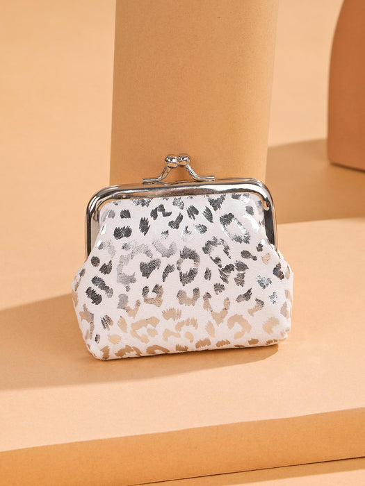 Billetera corta de patrón de leopardo en poliéster con cierre de beso, liviana y moderna - Quierox - Tienda Online