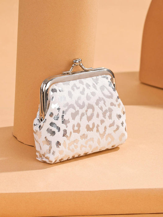 Billetera corta de patrón de leopardo en poliéster con cierre de beso, liviana y moderna - Quierox - Tienda Online