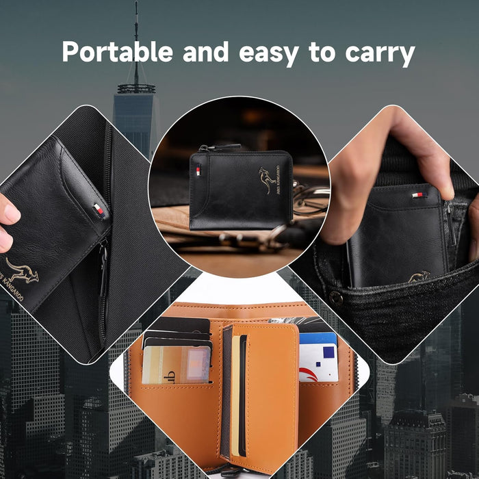 Billetera para hombre, con bloqueo RFID, soporte para tarjetas de crédito, carteras de cuero - Quierox - Tienda Online
