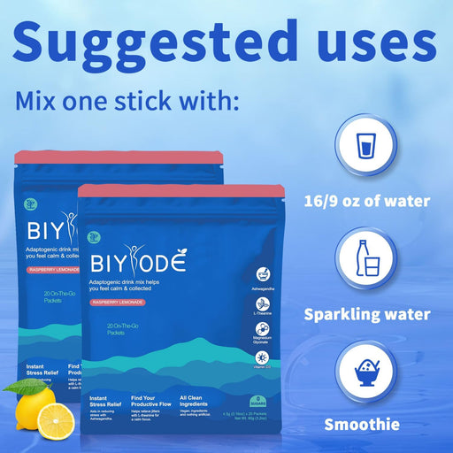 Biyode Suplementos de bienestar para la relajación y el metabolismo con Ashwagandha y vitamina D3, 20 sobres - Quierox - Tienda Online