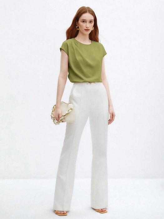 BizChic Blusa de satén de manga corta y holgada para mujer - Quierox - Tienda Online