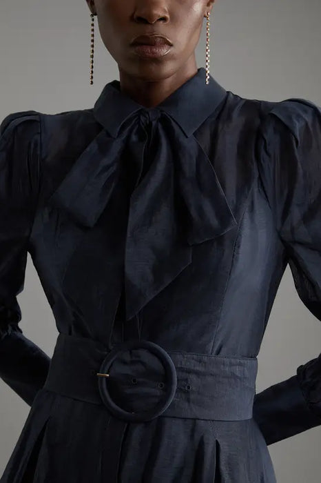 Vestido largo de organdí tejido con lazo de Karen Millen