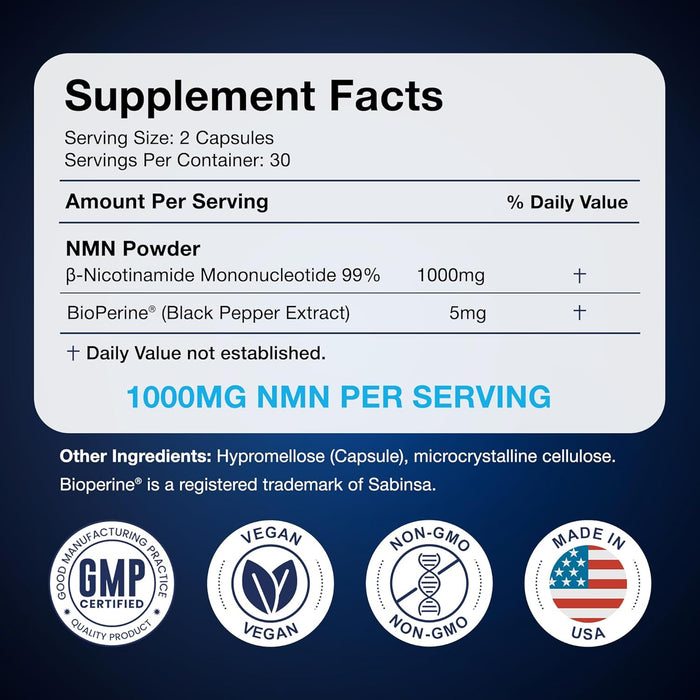Black Forest NMN de 1000 mg, 60 cápsulas - Quierox - Tienda Online