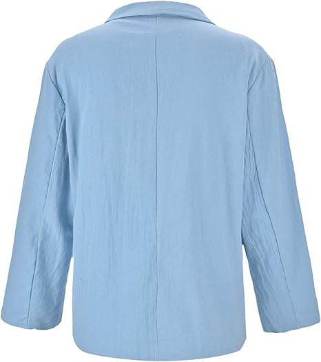 Blazer casual de lino para mujer de manga larga con bolsillos para trabajo, oficina - Quierox - Tienda Online