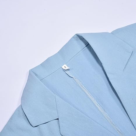 Blazer casual de lino para mujer de manga larga con bolsillos para trabajo, oficina - Quierox - Tienda Online