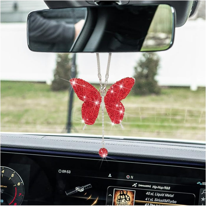 Bling Butterfly Diamond Accesorios para espejo retrovisor de coche para mujeres - Quierox - Tienda Online