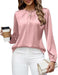 Blooming Jelly - Blusa informal de negocios para mujer, diseño plisado, manga larga - Quierox - Tienda Online