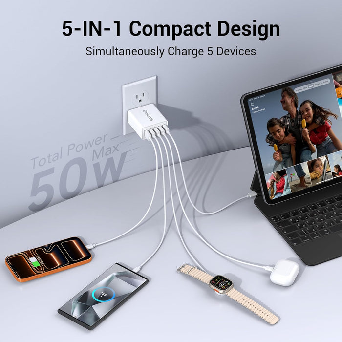 Bloque de cargador de pared USB de 50 W, paquete de 2 cargadores de 5 puertos - Quierox - Tienda Online