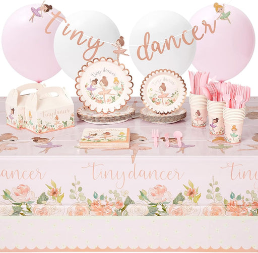 BLUE PANDA Tiny Dancer - Juego de vajilla para decoración de fiesta de cumpleaños, 219 piezas - Quierox - Tienda Online