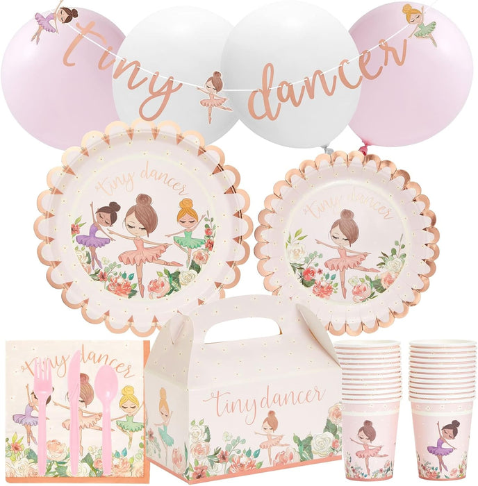 BLUE PANDA Tiny Dancer - Juego de vajilla para decoración de fiesta de cumpleaños, 219 piezas - Quierox - Tienda Online