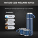 Blue Vacuum Flask Set – Botella de agua aislada con 3 tazas de regalo - Quierox - Tienda Online