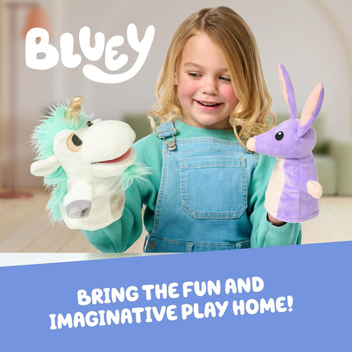 Bluey Unicorno y Bob Bilby - Pack de 2 títeres de mano de felpa - Quierox - Tienda Online