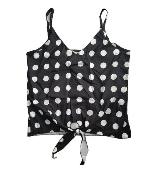 Blusa basica de tirantes regulables de color negro con puntos blancos - Quierox - Tienda Online