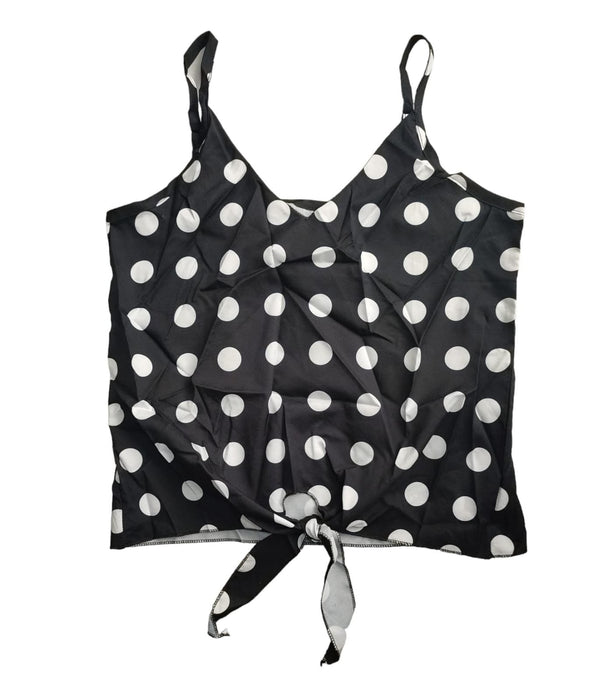 Blusa basica de tirantes regulables de color negro con puntos blancos - Quierox - Tienda Online