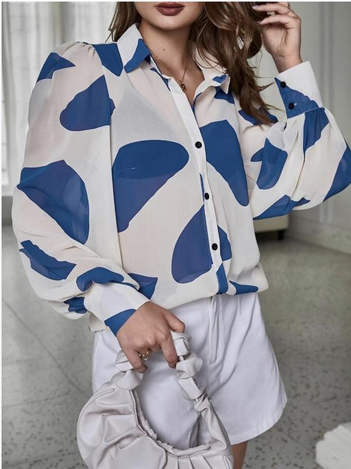 Blusa con botones y cuello de manga larga para mujer - Quierox - Tienda Online