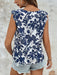 Blusa con estampado floral de cuello con abertura de ojo ribete en abanico - Quierox - Tienda Online