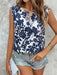 Blusa con estampado floral de cuello con abertura de ojo ribete en abanico - Quierox - Tienda Online