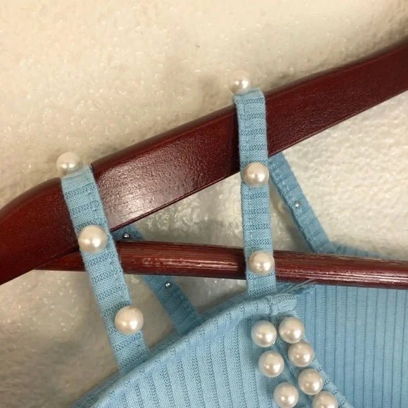 Blusa de manga corta con aberturas y adornos de cuentas de perlas - Quierox - Tienda Online