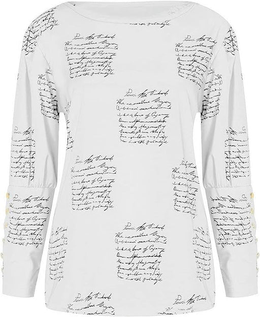 Blusa de manga larga con estampado de letras a la moda para mujer - Quierox - Tienda Online