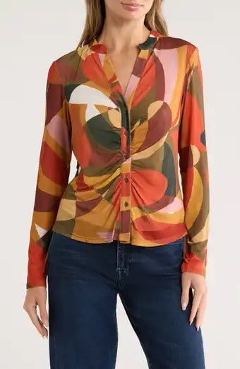 Blusa de mujer Dr2 abotonada, manga larga, colorida y transparente - Quierox - Tienda Online