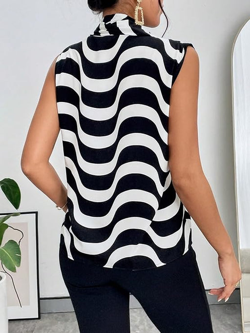 Blusa sin mangas con cuello en V y estampado gráfico para mujer - Quierox - Tienda Online