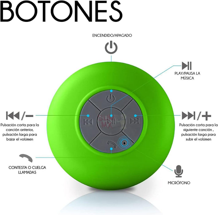Bocina Bluetooth Portátil Recargable para Regadera con Ventosa - Quierox - Tienda Online