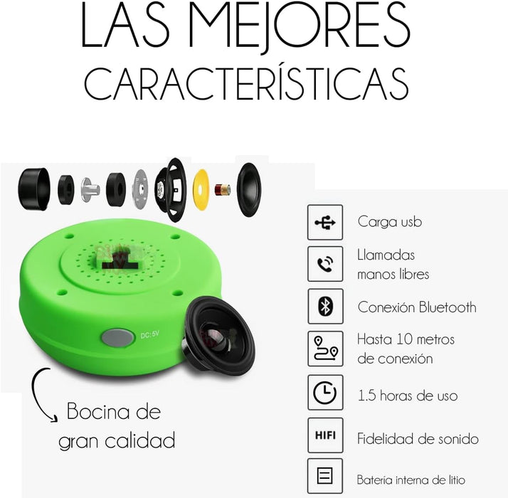 Bocina Bluetooth Portátil Recargable para Regadera con Ventosa - Quierox - Tienda Online