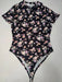 Body Con Estampado Floral De Cuello Simulado, Elegante Body De Manga Corta - Quierox - Tienda Online