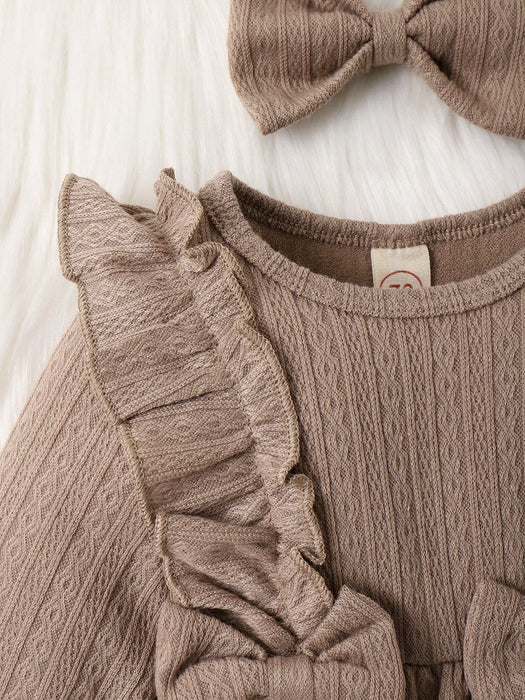 Body con lazo en la parte delantera, mangas acampanadas y ribete de volantes para niña - Quierox - Tienda Online