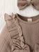 Body con lazo en la parte delantera, mangas acampanadas y ribete de volantes para niña - Quierox - Tienda Online