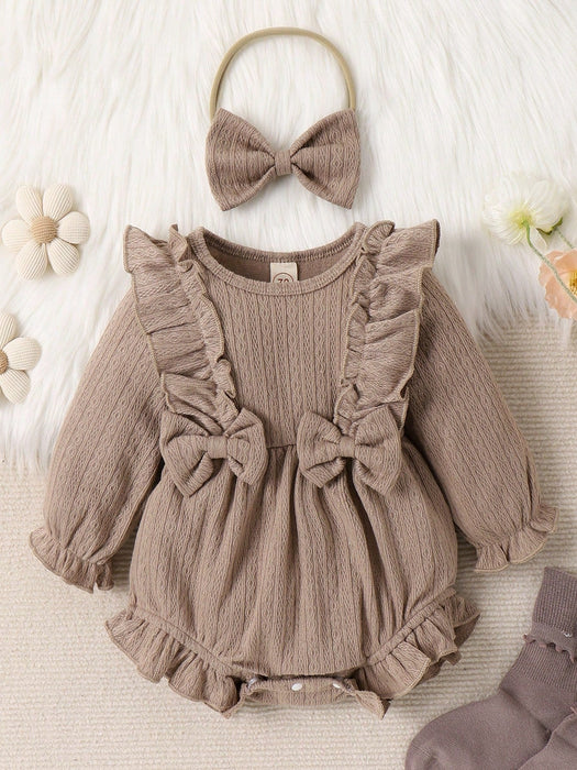 Body con lazo en la parte delantera, mangas acampanadas y ribete de volantes para niña - Quierox - Tienda Online
