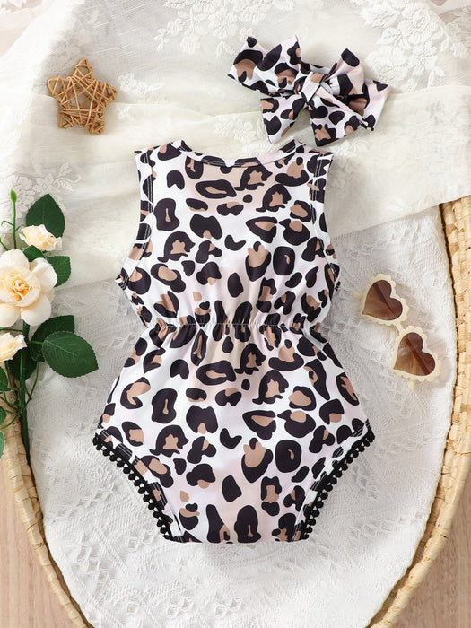 Body De Bebe Con Estampado De Leopardo Y Diadema A Juego - Quierox - Tienda Online