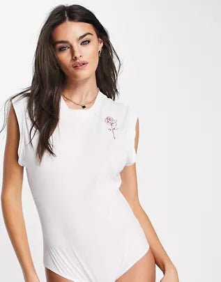 Body de punto con gráficos Go To de Free People en color blanco - Quierox - Tienda Online