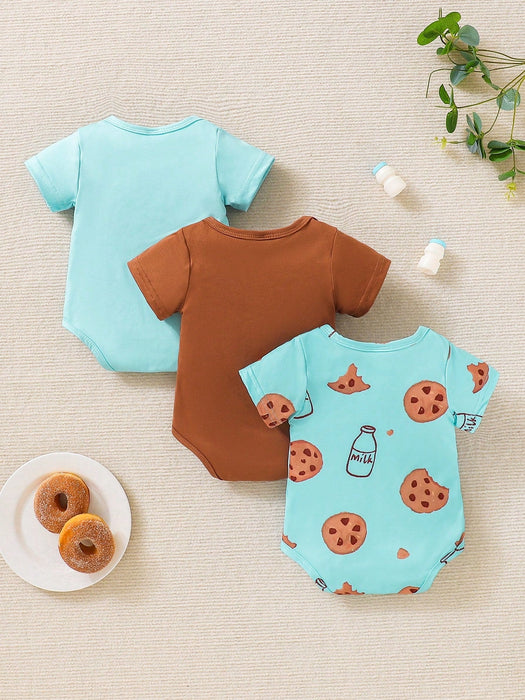 Body SHEIN para bebé niño con estampado de galletas y leche (1 pieza) y body liso - Quierox - Tienda Online