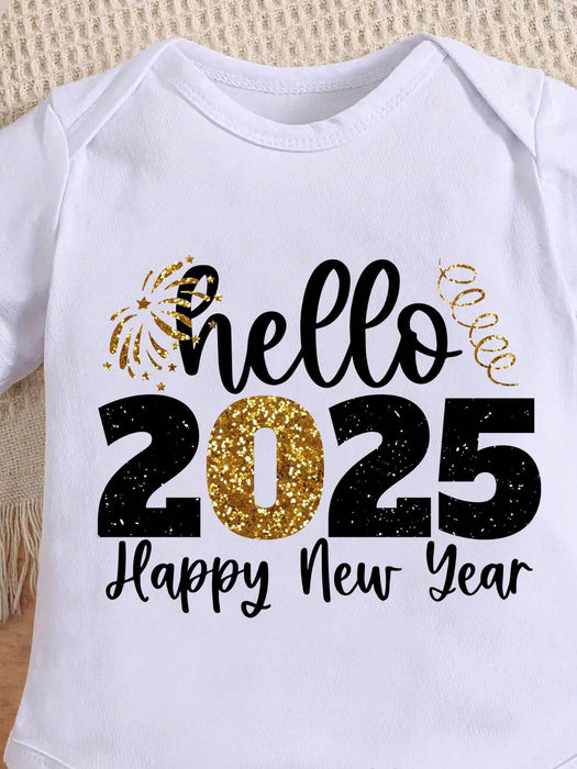 Bodys de manga corta con estampado temático del Año Nuevo 2025 para niños bebés - Quierox - Tienda Online