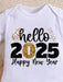 Bodys de manga corta con estampado temático del Año Nuevo 2025 para niños bebés - Quierox - Tienda Online