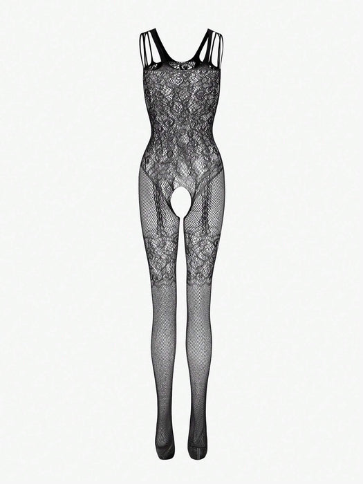 Bodystocking clásico sexy con encaje floral sin entrepierna - Quierox - Tienda Online