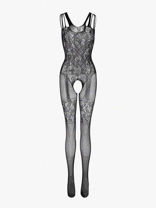 Bodystocking clásico sexy con encaje floral sin entrepierna - Quierox - Tienda Online