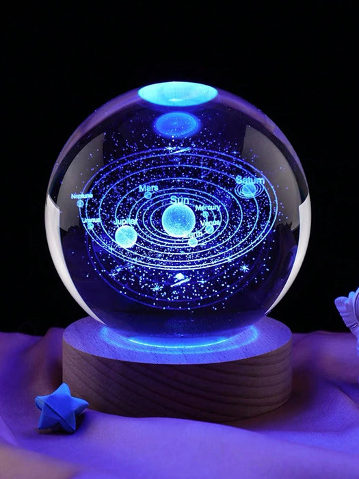 Bola de cristal con patrón de sistema solar de cielo estrellado grabado con láser en 3D - Quierox - Tienda Online