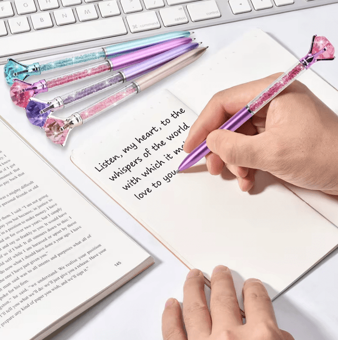 Bolígrafo de diamante de cristal creativo, 1 piezas, tinta negra, papelería escolar y de Oficina - Quierox - Tienda Online