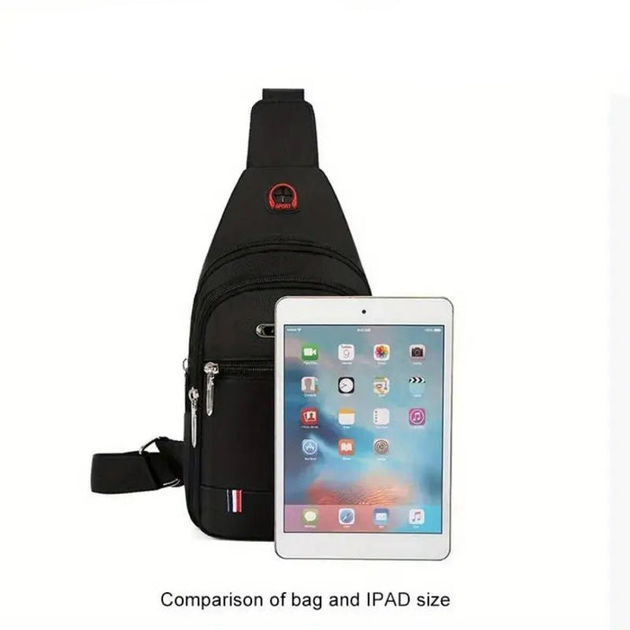 Bolsa bandolera ajustable para el pecho con 3 cremalleras, puertos USB y para auriculares - Quierox - Tienda Online