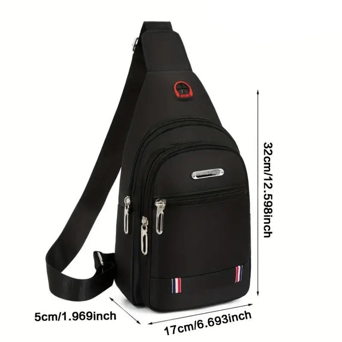 Bolsa bandolera ajustable para el pecho con 3 cremalleras, puertos USB y para auriculares - Quierox - Tienda Online