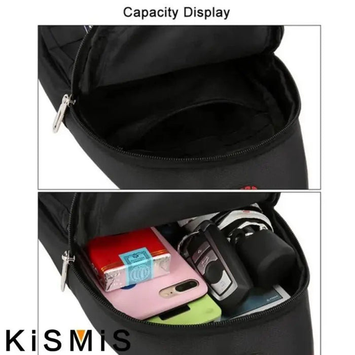 Bolsa bandolera ajustable para el pecho con 3 cremalleras, puertos USB y para auriculares - Quierox - Tienda Online