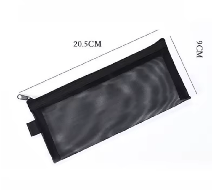 Bolsa de aseo informales con cremallera, estuche de maquillaje de malla transparente negro - Quierox - Tienda Online