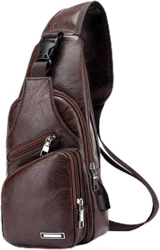 Bolso bandolera de cuero para hombre, ideal para negocios, viajes universitarios, con puerto de carga USB - Quierox - Tienda Online